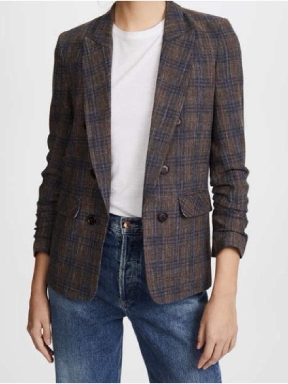 Veronica Beard Beacon Check Double Breasted Blazer Size 2